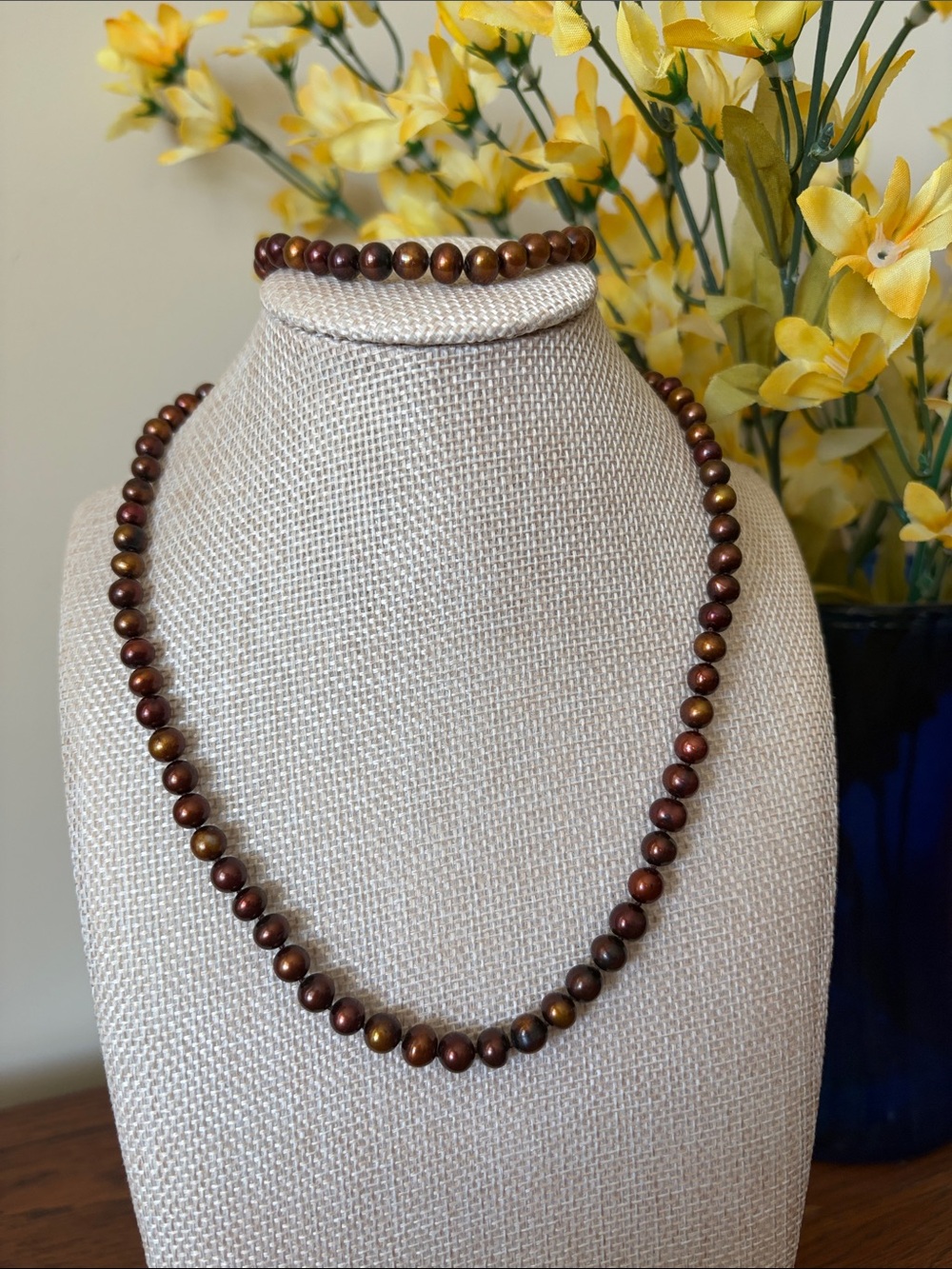Classic Copper Freshwater Pearl/Bracelet Set